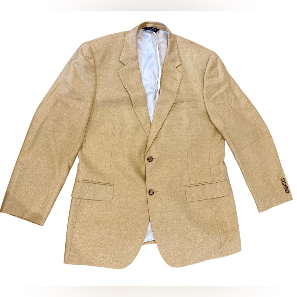 90s JOS A BANKS CREAMY NEUTRAL WOOL & SILK SPORTS COAT CLASSIC LUXURY SZ 44R - Picture 2 of 7